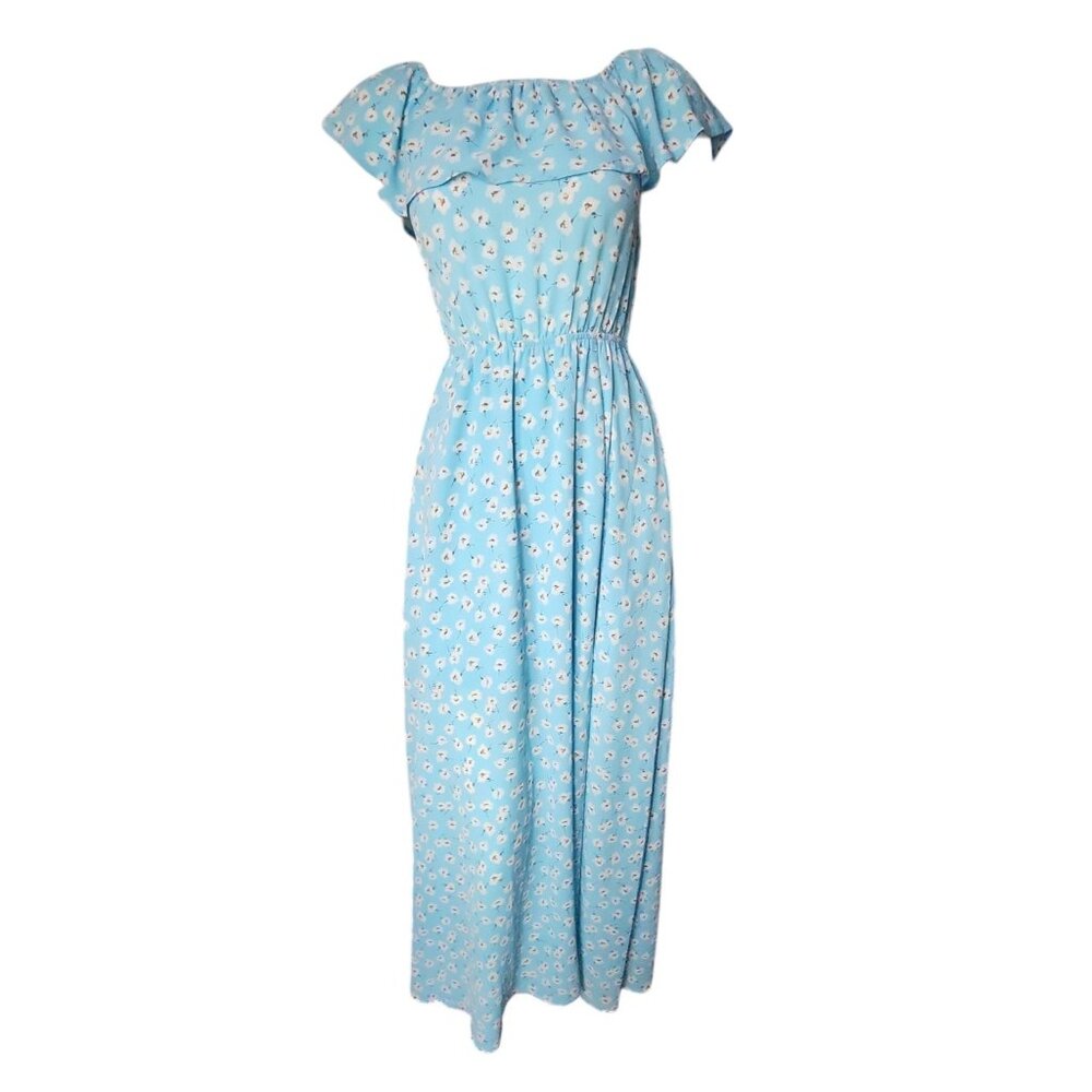 Miami Dress Womens Size XS Blue White Floral Abelie Style Long Maxi‎ Lightweight